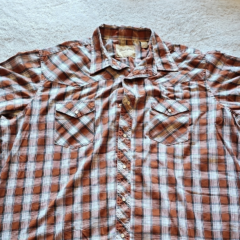 Wrangler Brown Western Casual Button Down Shirt